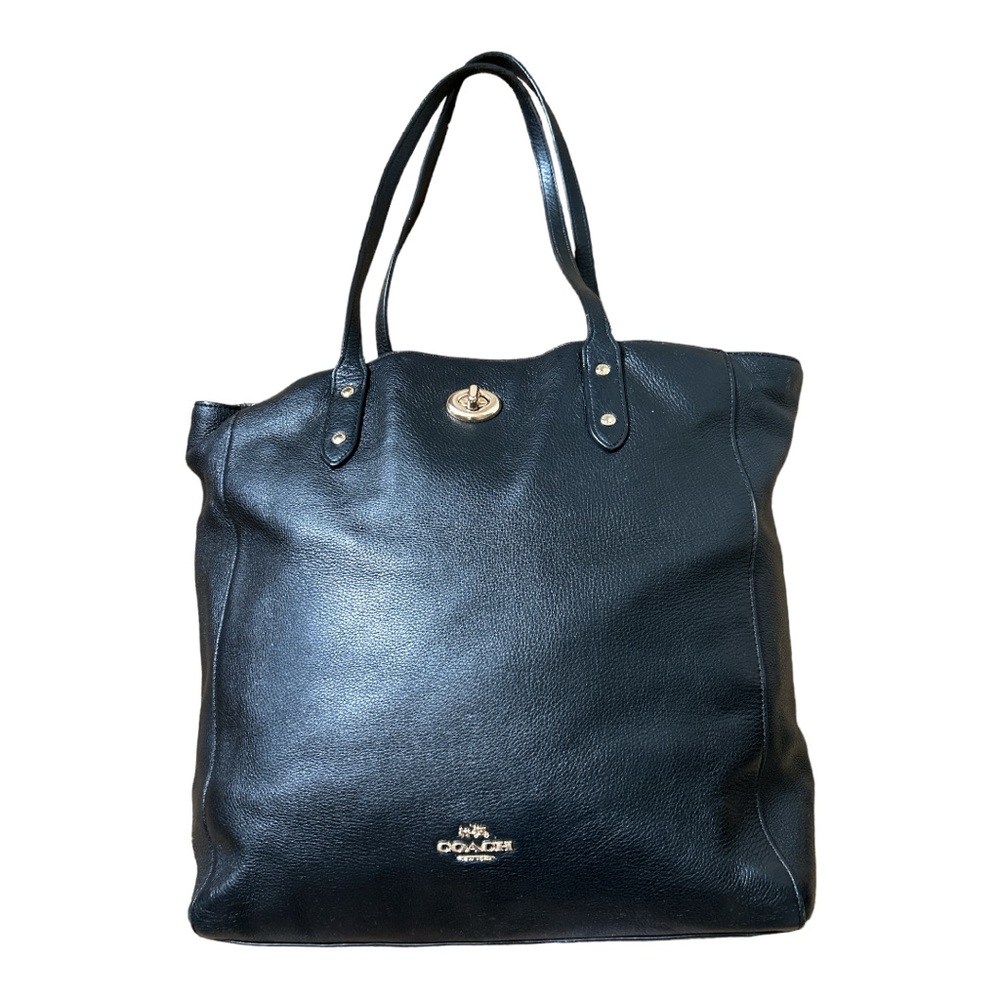 Coach Pebble Leather Town Tote Black Bag F12184